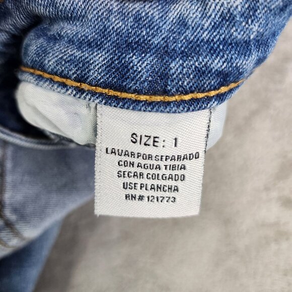 Womens Gogo Jeans Blue Denim Skirt Distressed Cuffed Raw Hem Size 1 - Picture 6 of 12